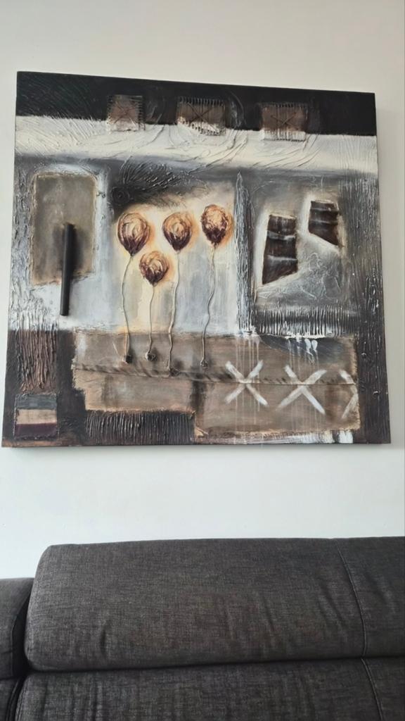 Cobra Art Schilderij: Abstract met unieke structuur., Ophalen of Verzenden