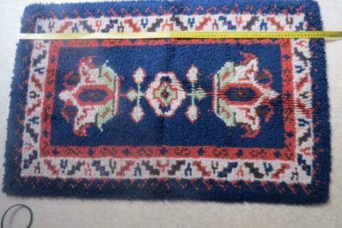 Nieuwe Smyrna mat handgeknoopt - 98 x 64 cm, 50 tot 100 cm, Blauw, Rechthoekig, Smyrna, Handgeknoopt
