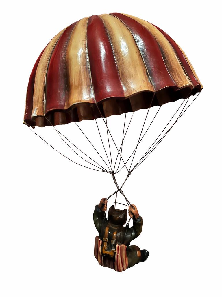 Unieke vintage clown met parachute – handbeschilderd, Ophalen, Zo goed als nieuw