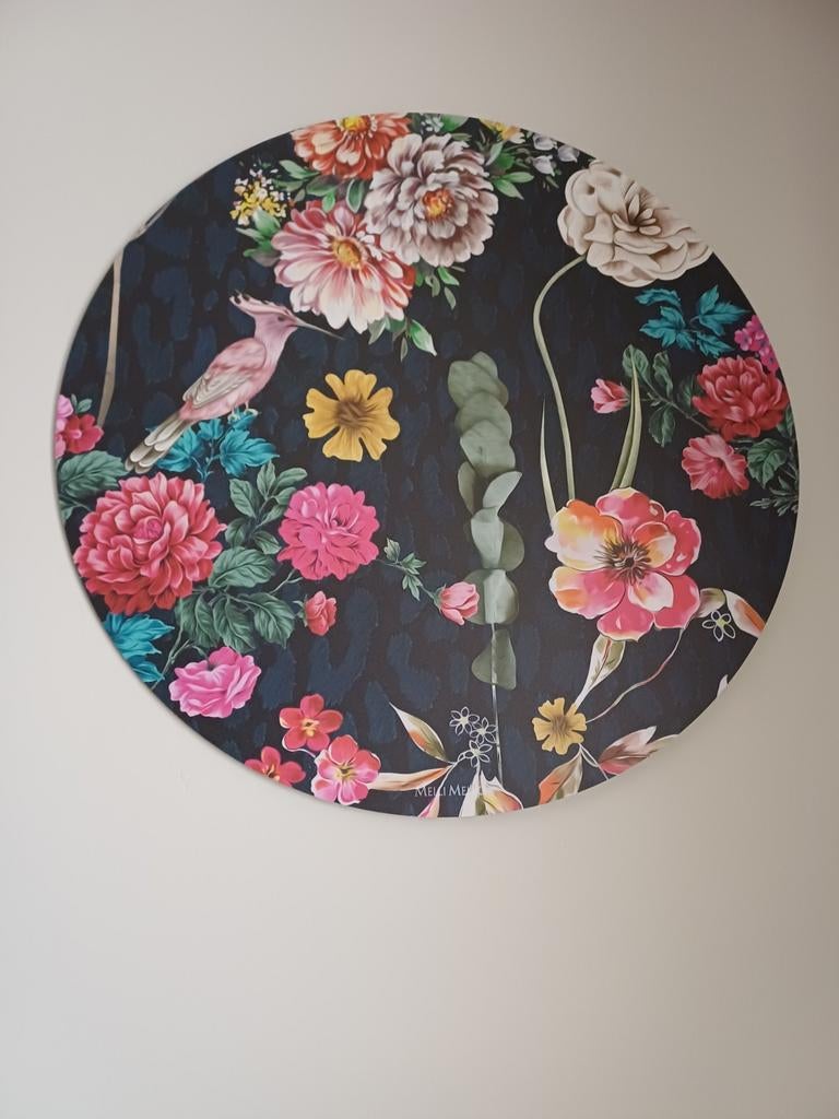 Melli Mello Muurcirkel met bloemen en vogel diameter 50cm., Ophalen of Verzenden, Zo goed als nieuw