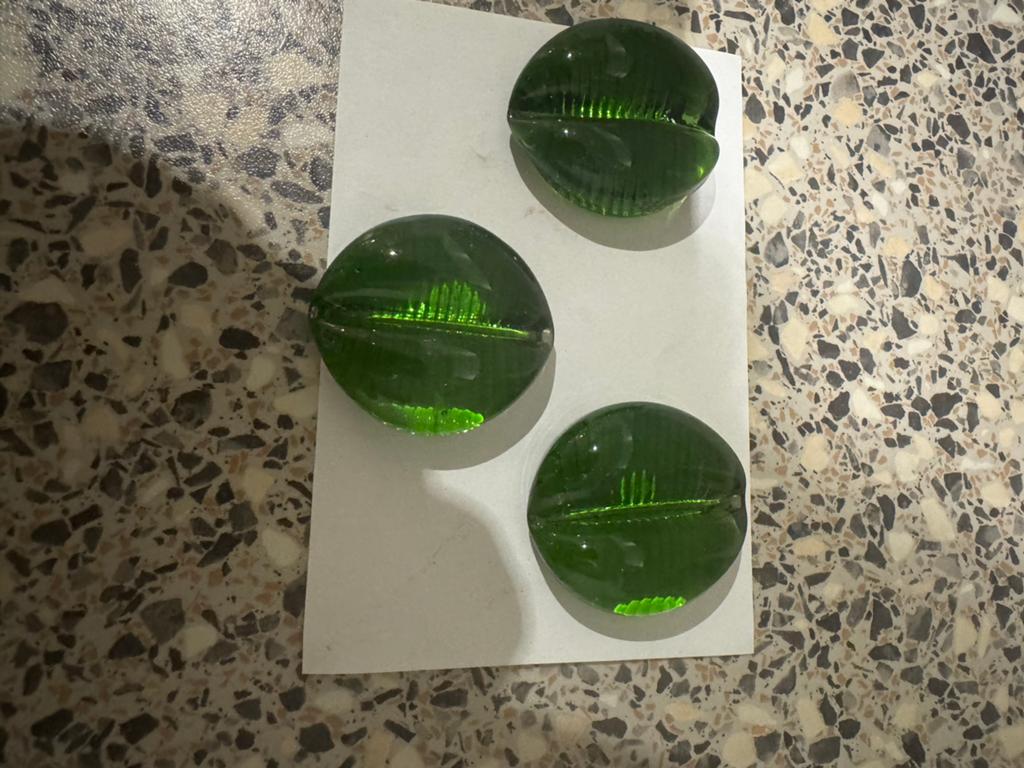 Vintage Pukeberg Zweden Groene Glazen Blad Onderzetters, Antiek en Kunst, Antiek | Glas en Kristal, Ophalen of Verzenden