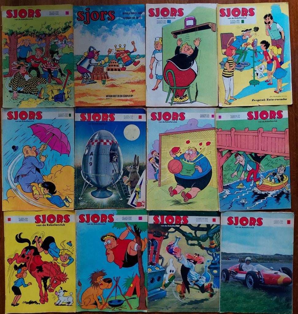 12 Sjors strips uit 1966, Boeken, Meerdere comics, Ophalen of Verzenden, Gelezen, Europa