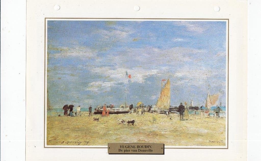 Eugène Boudin - De pier van Deauville - Offset prent 1995, Antiek en Kunst, Ophalen of Verzenden
