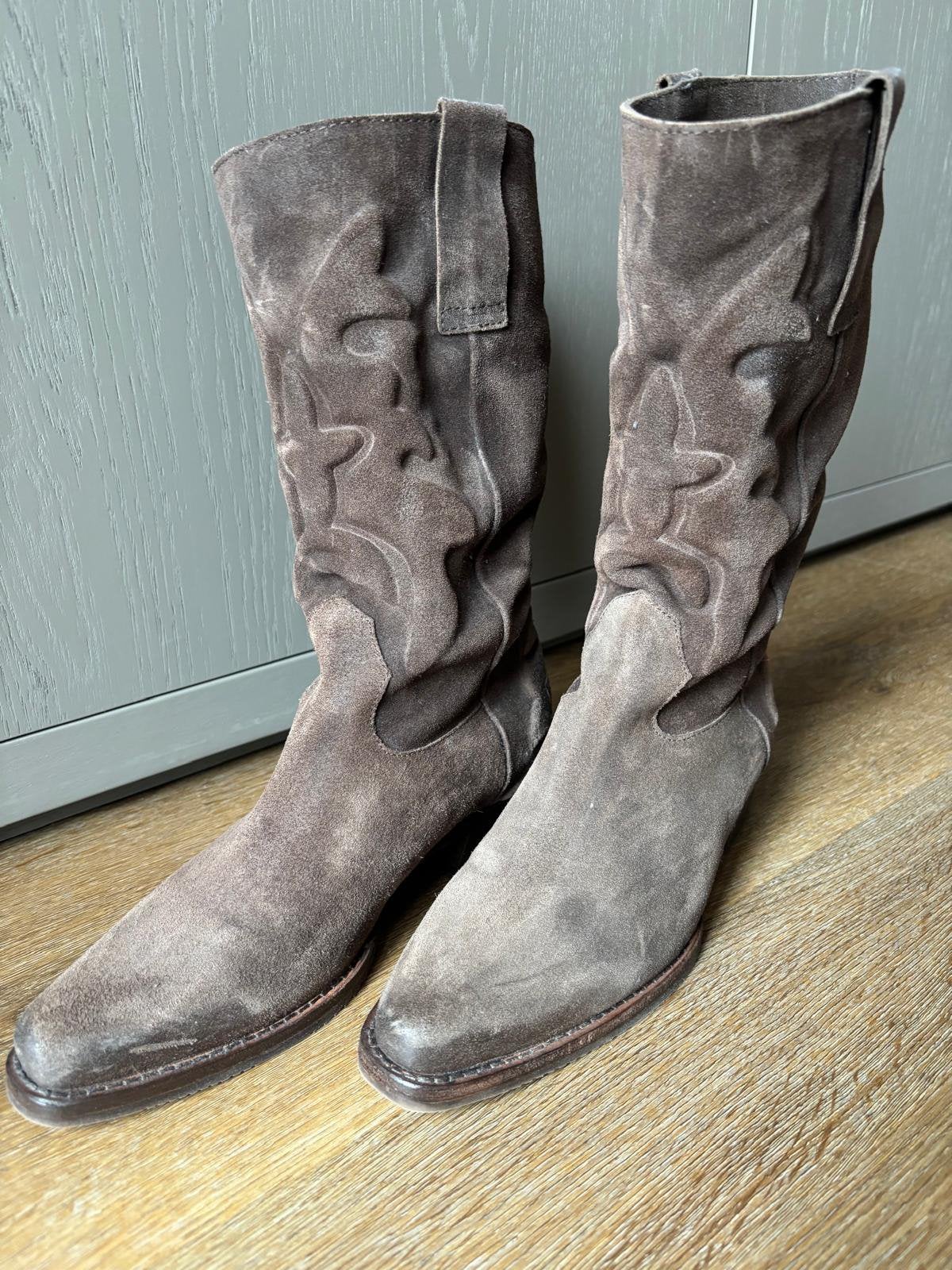 Shabbies cowboy boots donkerbruin, Ophalen of Verzenden, Zo goed als nieuw, Bruin, Hoge laarzen