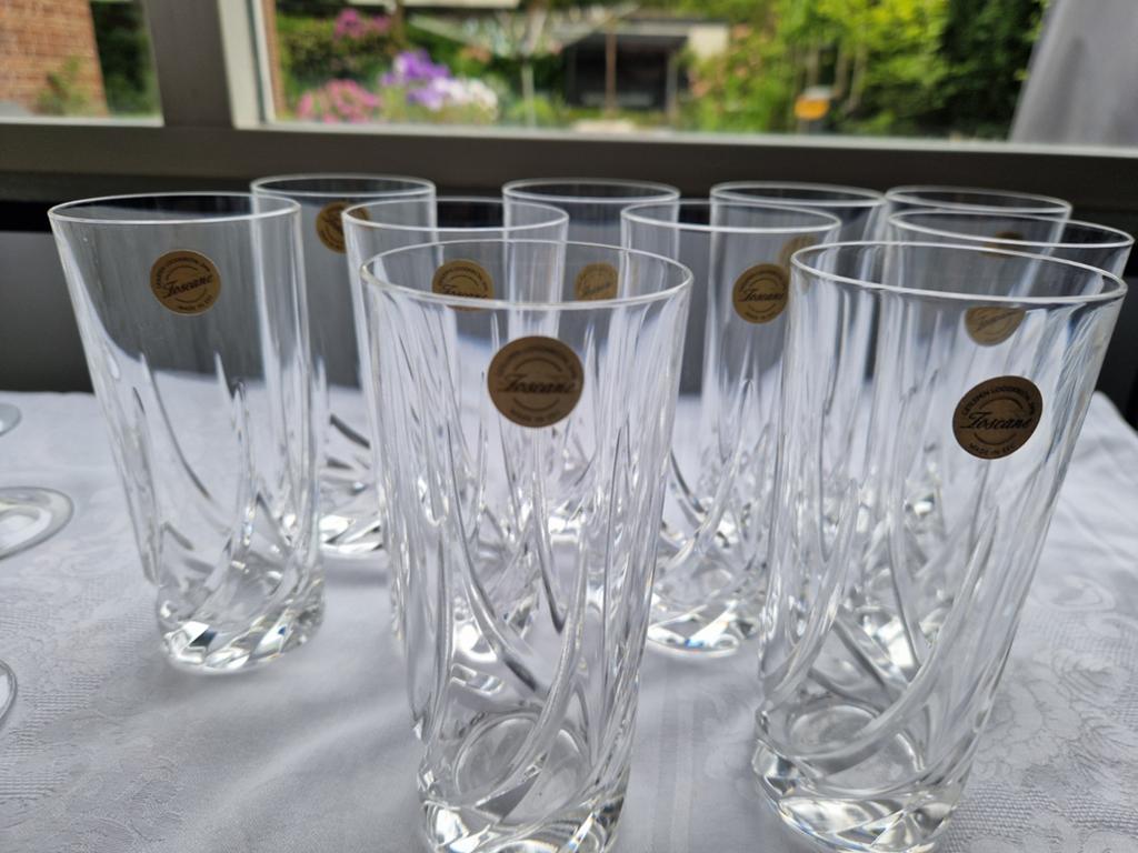10 kristallen toscane limonade- waterglazen van AH., Huis en Inrichting, Keuken | Servies, Ophalen, Glas of Glazen, Overige stijlen