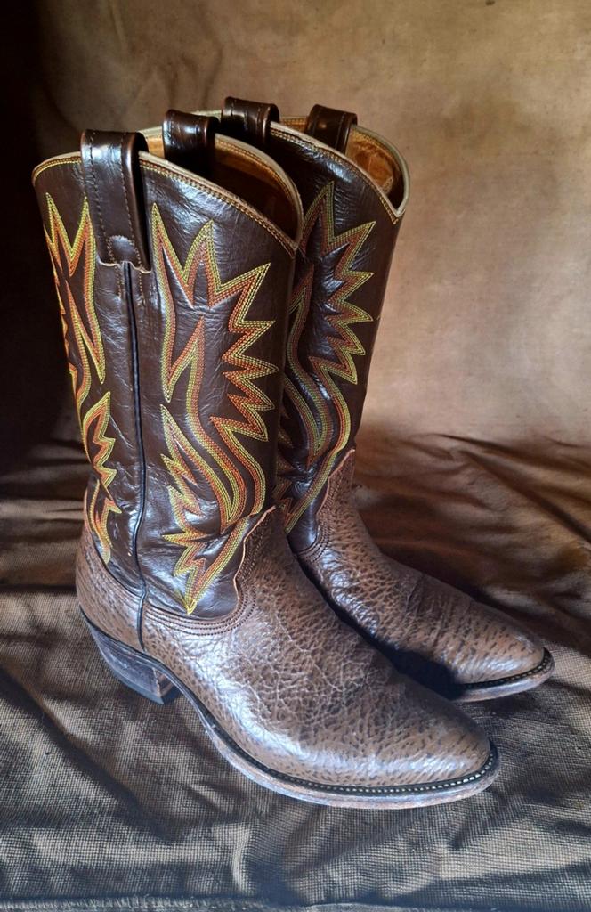 Vintage western laarzen, Ophalen of Verzenden, Gedragen, Bruin, Hoge laarzen