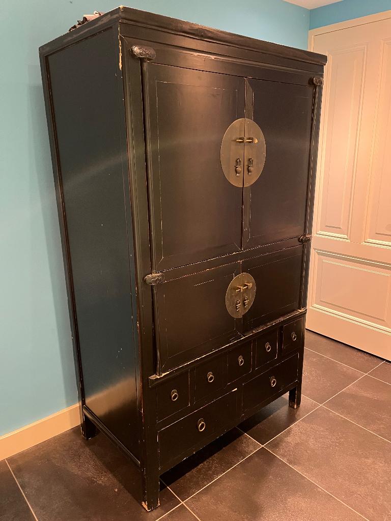 Authentieke Chinese kast zwart, Ophalen, Gebruikt, Chinees vintage, 50 tot 75 cm