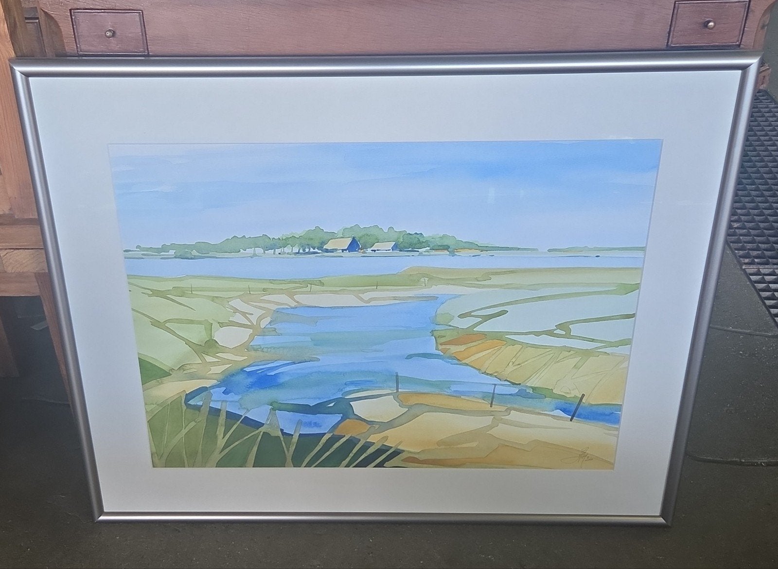 pieter man in t veld aquarel 2000 dorpje, Antiek en Kunst, Kunst | Schilderijen | Modern, Ophalen, Aquarel, Landschap