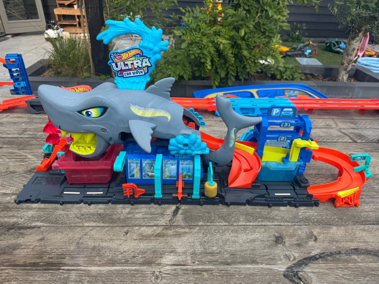 Hot Wheels City Ultra Shark Car Wash, Ophalen, Gebruikt, Handmatig, Hot Wheels