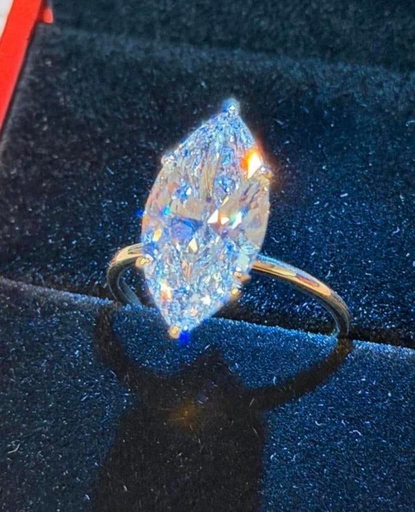 Gouden ring met grote diamant van 5.00ct! retailwaarde €8500, Nieuw, Ophalen of Verzenden, 17 tot 18, Met edelsteen