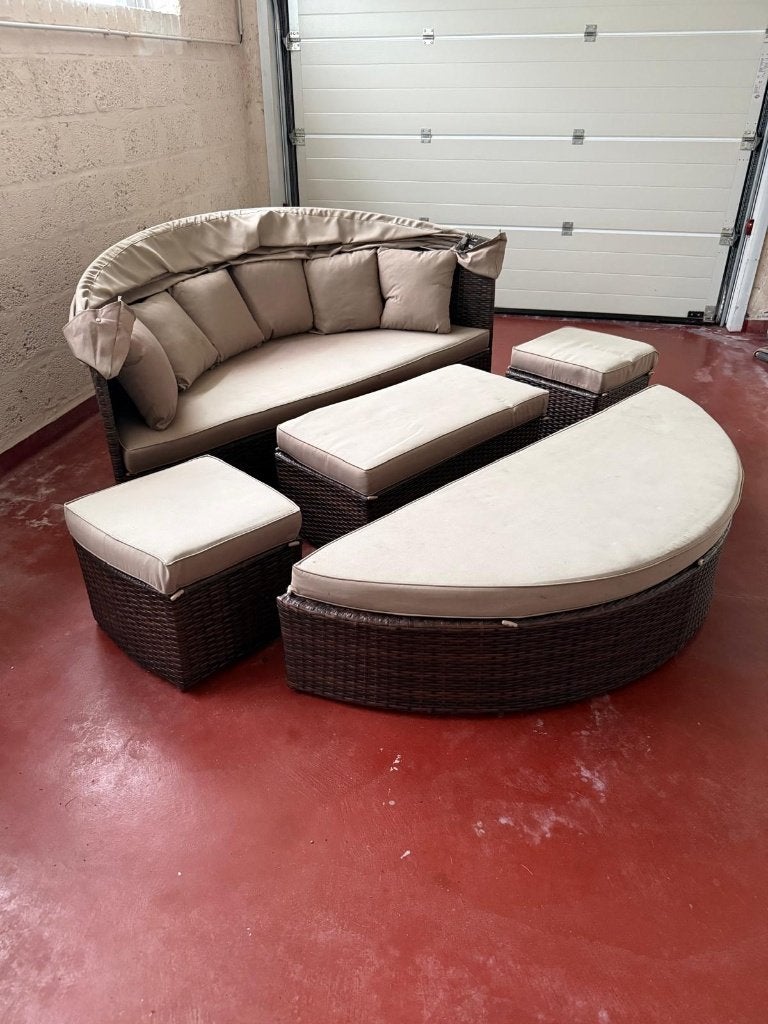 Loungeset, Tuin en Terras, Ophalen, Gebruikt, Rotan, 8 zitplaatsen