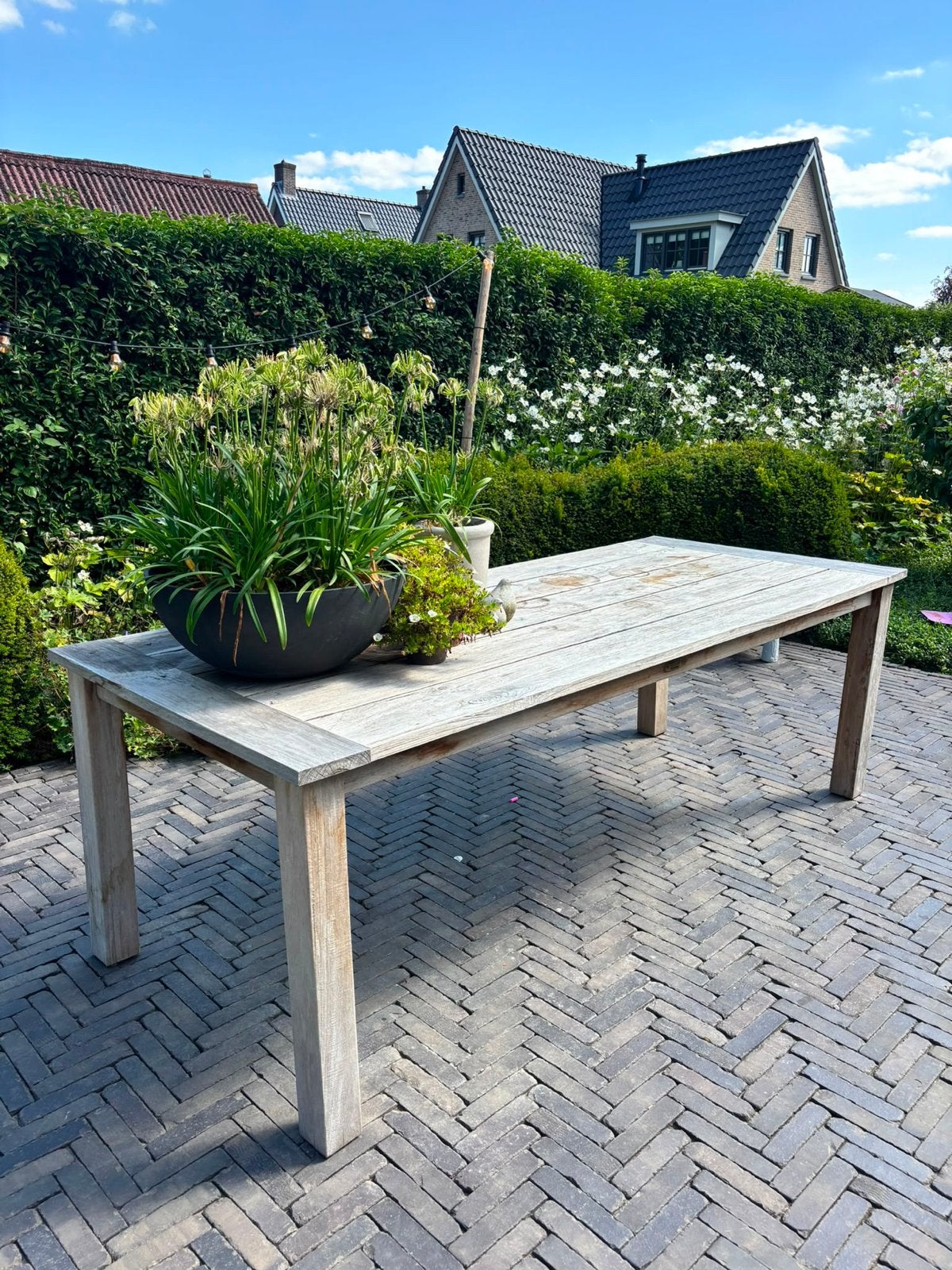 Teak tuintafel 240x100 cm - Gebruikt maar goed onderhouden, Tuin en Terras, Tuintafels, Ophalen, Gebruikt, Rechthoekig, Teakhout