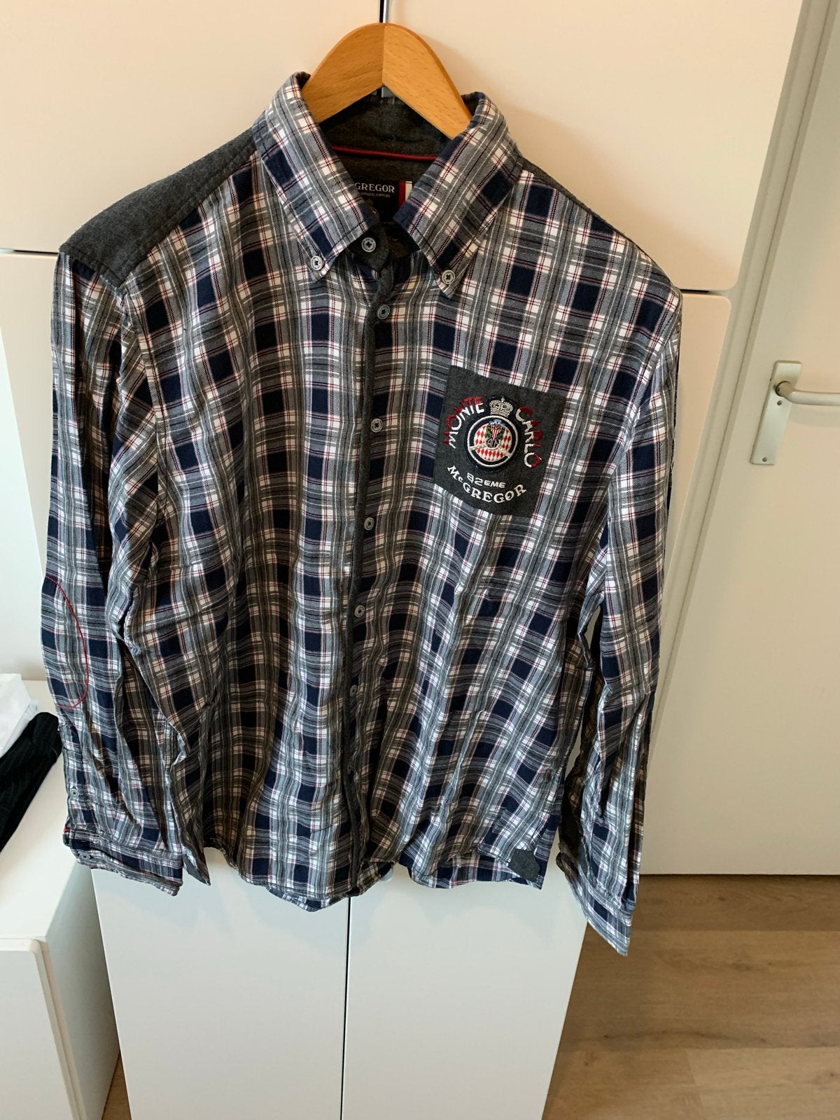 McGregor Geruit Overhemd - Maat L, Ophalen of Verzenden, Zo goed als nieuw, Blauw, Halswijdte 41/42 (L)