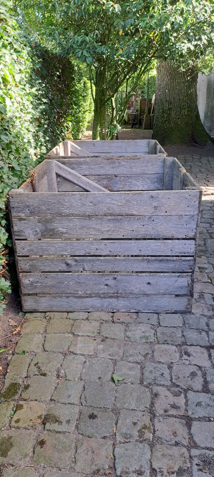 2 kuubskisten / moestuinbak 114x114x82, Ophalen, Gebruikt, Hout