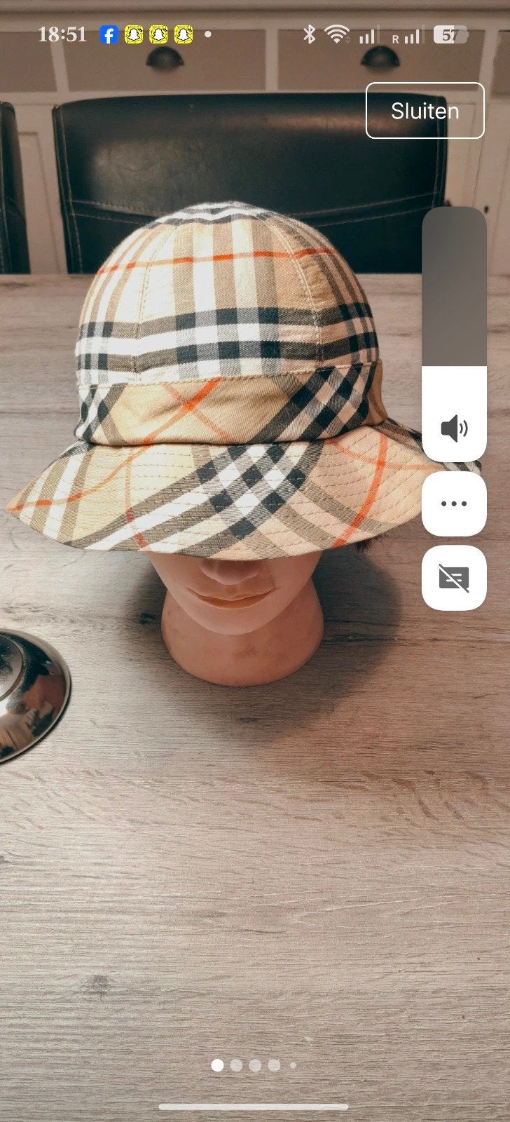 Burberry Bucket Hat - Vintage Check, Burberry, Ophalen of Verzenden, Zo goed als nieuw, Hoed