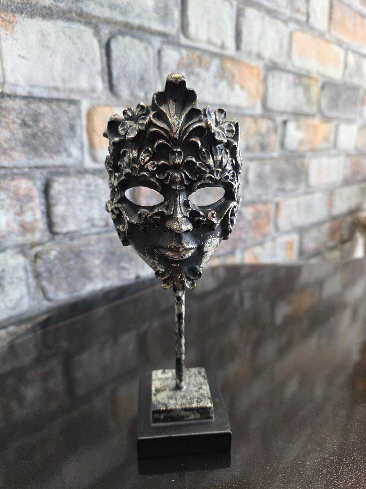 baroque masker op sokkeltje zilver/zwart, Ophalen of Verzenden