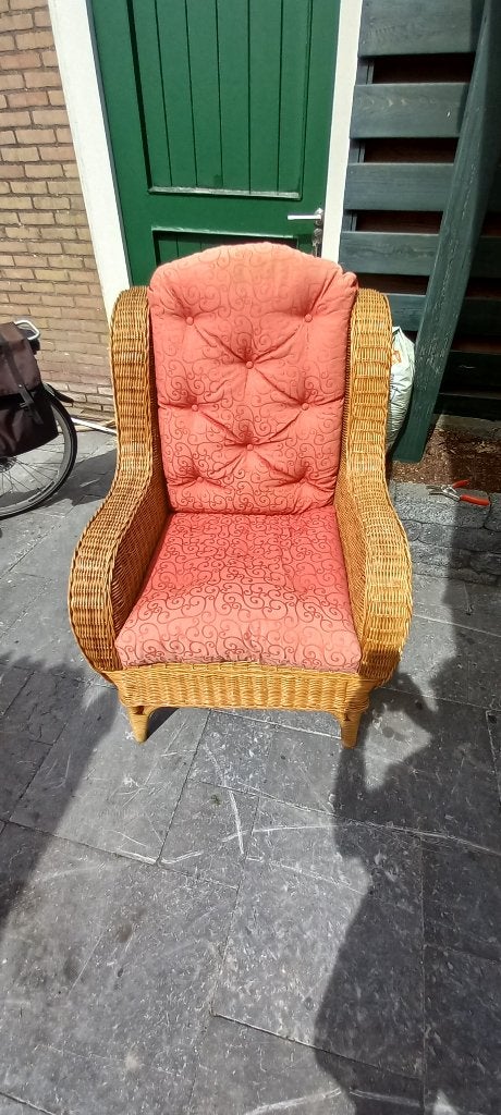Rieten stoelen Met kussen, Tuin en Terras, Ophalen, Gebruikt, Rotan