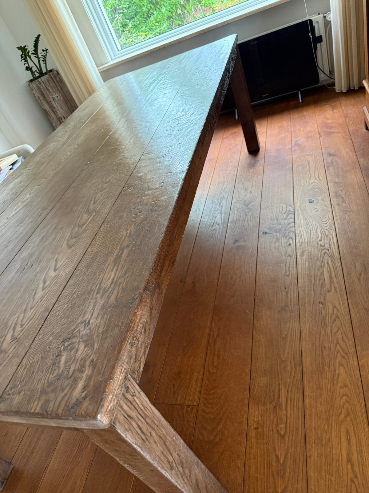 Eiken tafel, Ophalen, 200 cm of meer, 50 tot 100 cm, Zo goed als nieuw