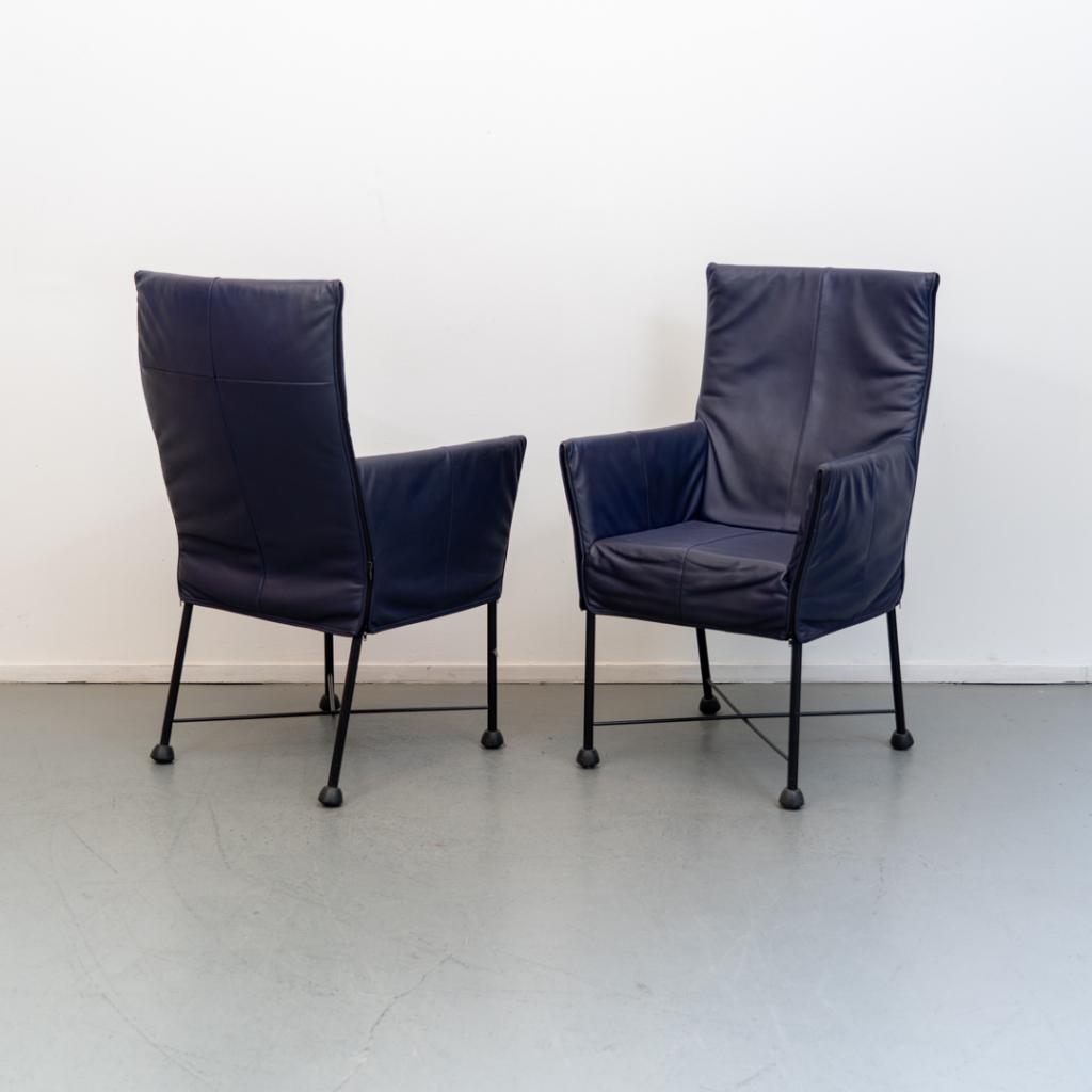 6 Montis Chaplin stoelen - paars/blauw leder, Niet ingevuld, Niet ingevuld, Leer, Ophalen of Verzenden