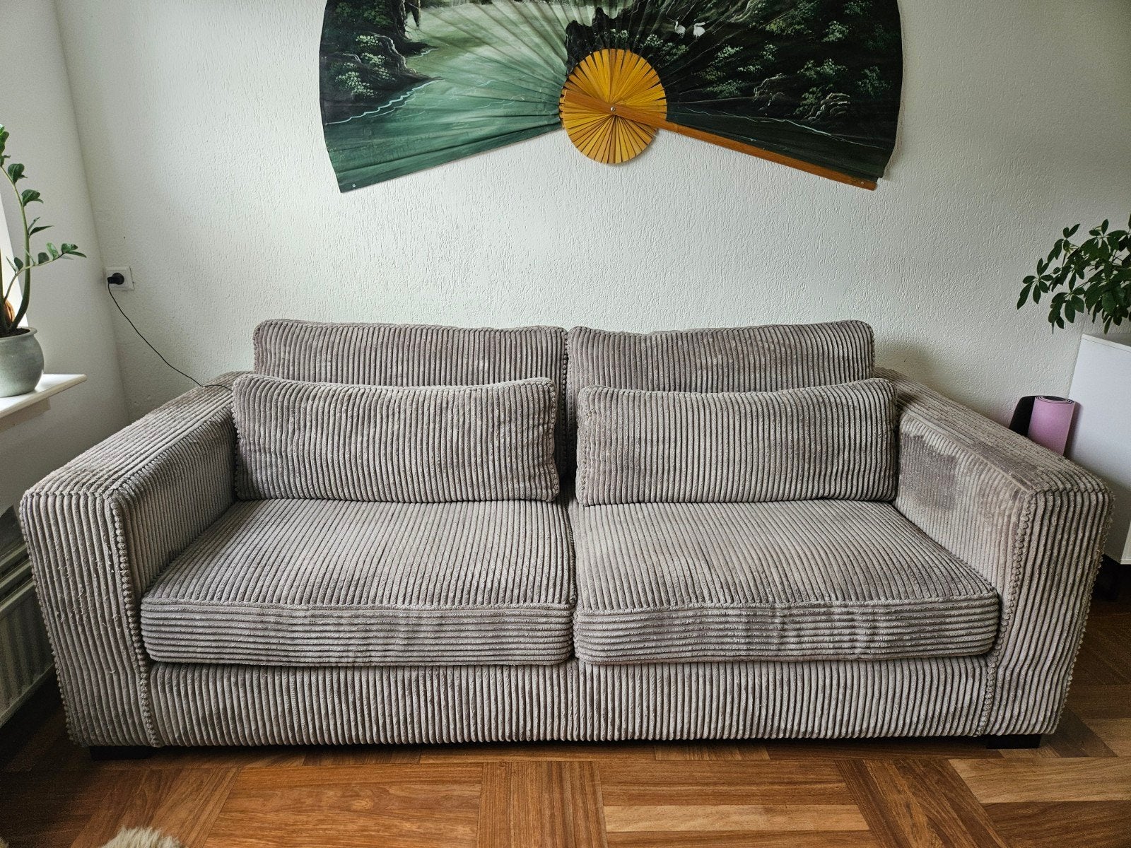 Ribstof bankstel, Ophalen, Modern, Comfortabel, Driepersoons, 75 tot 100 cm
