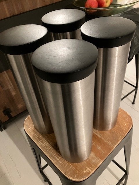 BRABANTIA Voorraadbussen RVS met houten dop, Zilver, Ophalen of Verzenden, Zo goed als nieuw, Voorraadpot