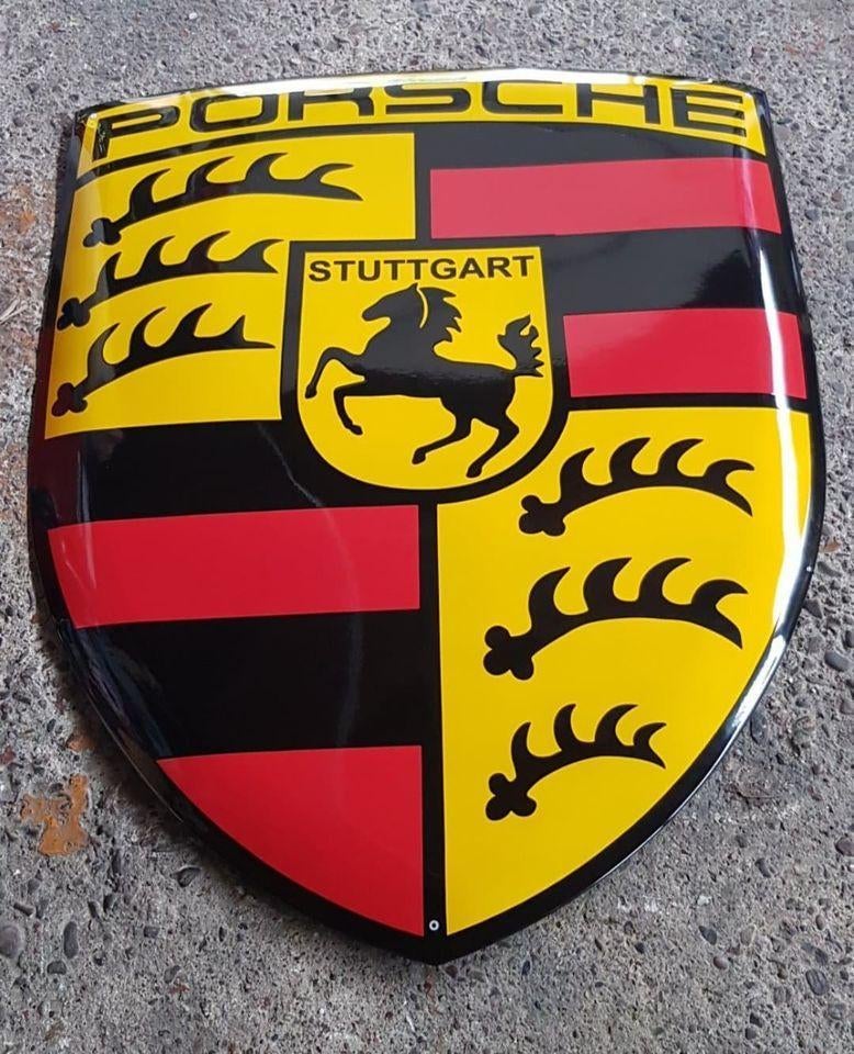 Groot Porsche logo dealer garage mancave decoratie bord XXL, Ophalen, Zo goed als nieuw, Reclamebord