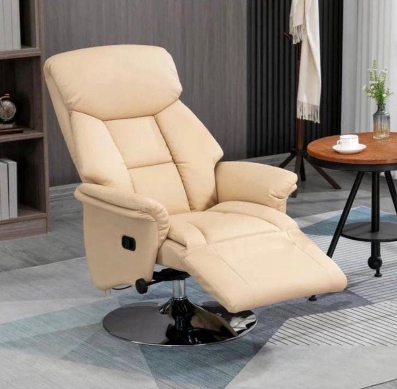 Luxe Beige Relaxfauteuil met Voetensteun en Draaivoet NIEUW, Ophalen, Nieuw, Stof, 75 tot 100 cm