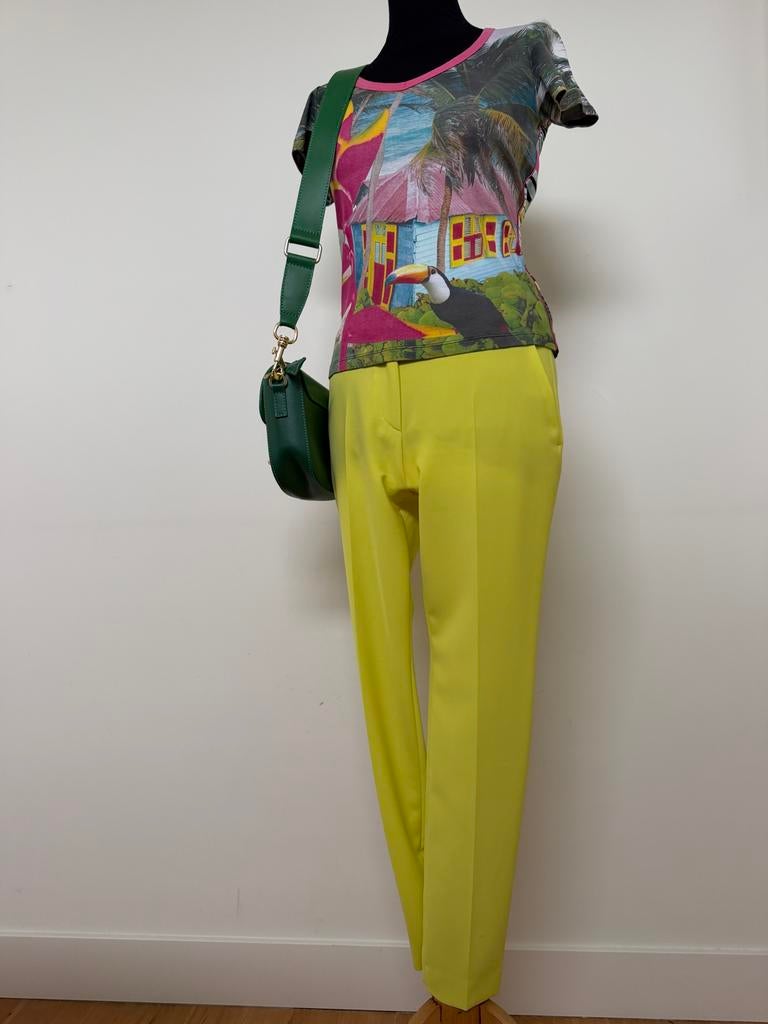 Marccain citroengele zomerse pantalon met steekzakken N1, Verzenden, ., Geel, Zo goed als nieuw