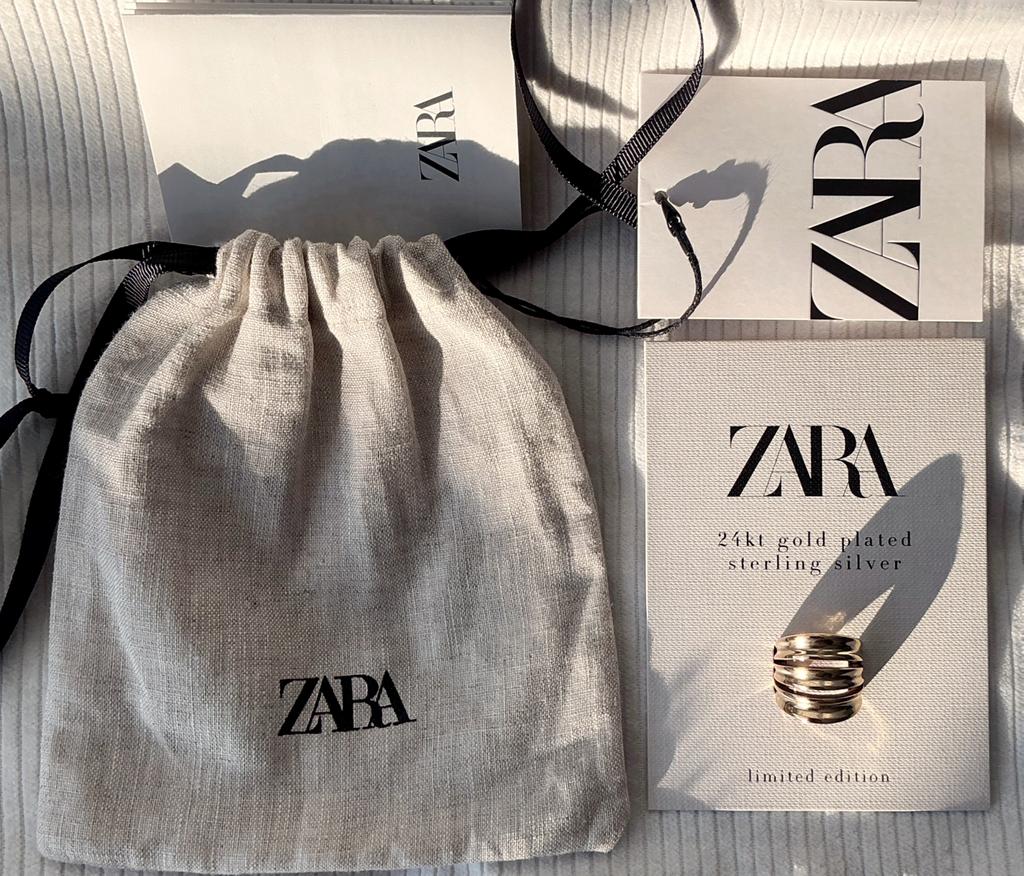 Zara 925 Sterling Zilver Gold Plated Ring, Verzenden, Nieuw, Goud, Zilver