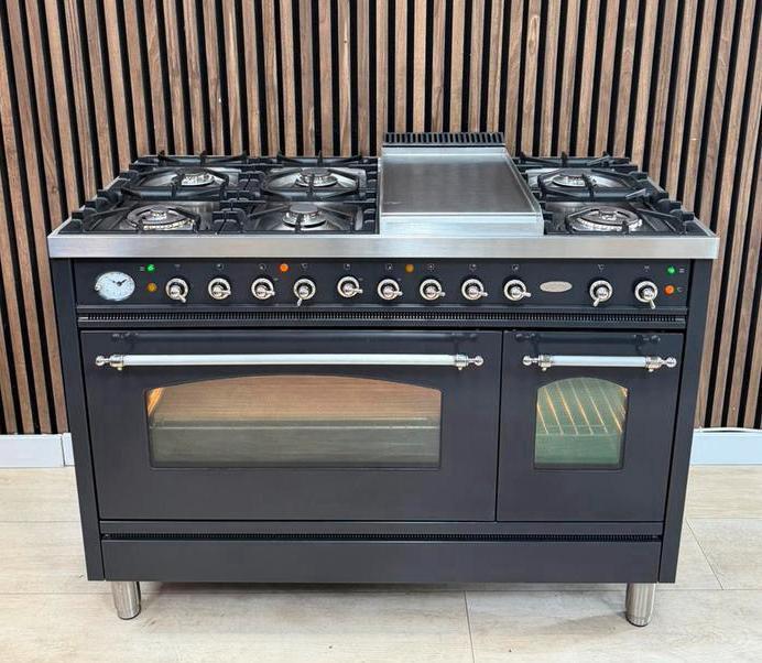 Prachtige Antraciet Boretti Fornuis 120 cm (Gratis bezorgen), 5258sh, Ophalen of Verzenden, Zo goed als nieuw, Energieklasse A of zuiniger