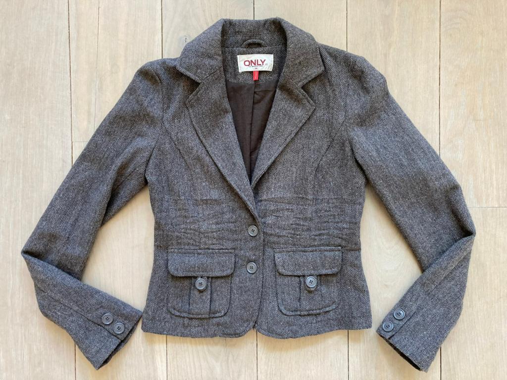 Only 36 Ferdinand bruine wollen blazer egf, Kleding | Dames, Jasjes, Kostuums en Pakken, Zo goed als nieuw, Jasje, Maat 36 (S)