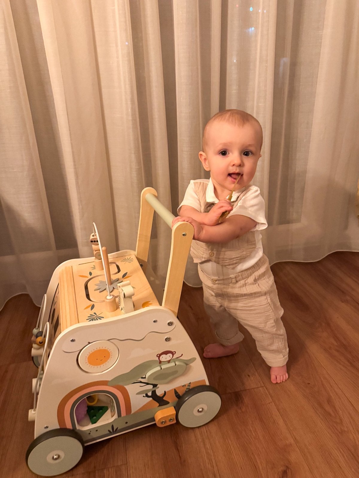 Multi-activiteitswagentje Vertbaudet, wooden activity walker, Ophalen of Verzenden, Zo goed als nieuw, Overige typen