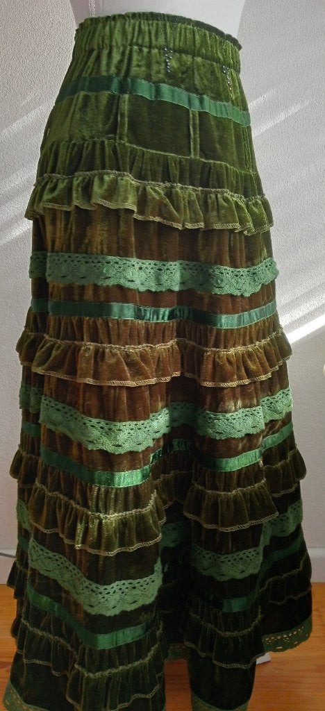 !! 💚 Boho Gypsy Velvet Stroken rok 💚 !!, Maat 38/40 (M), Ophalen of Verzenden, Onbekend, Zo goed als nieuw