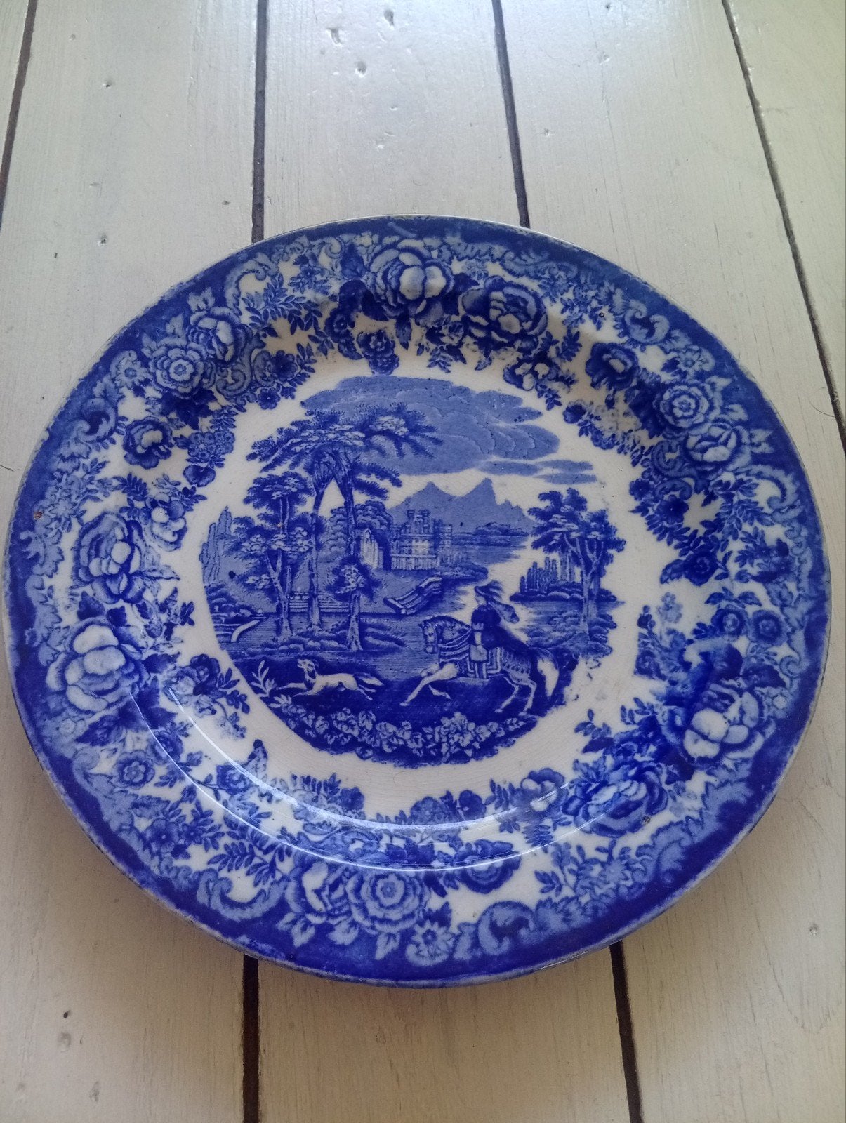 Petrus Regout Amazone bord - Blauw wit decor, Ophalen of Verzenden