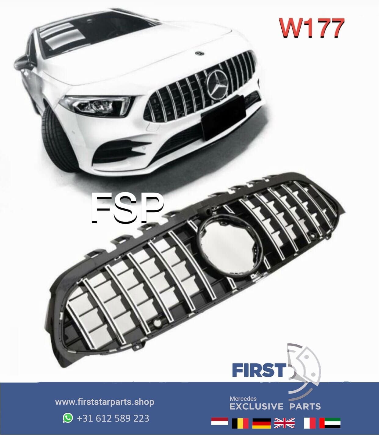 W177 V177 A KLASSE A45 GT AMG GRIL 2018-2022 ZWART / CHROOM, Gebruikt, -, Ophalen of Verzenden, -