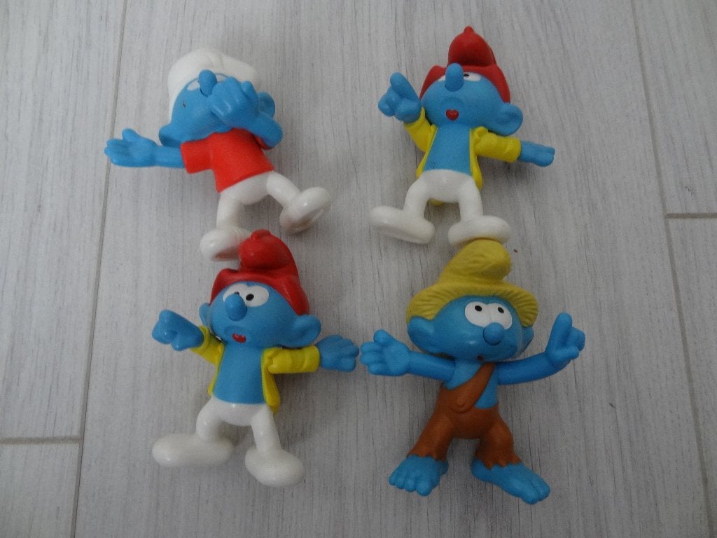 Set van 4 smurfen, Ophalen of Verzenden, Zo goed als nieuw, Verschillende Smurfen, Poppetje, Figuurtje of Knuffel