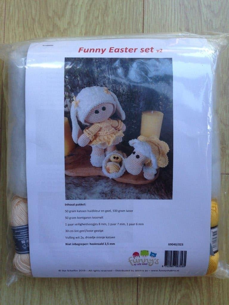 🐑FUNNY'S Haakpakket: Funny Easter Set., Ophalen of Verzenden, Zo goed als nieuw, Haken, Patroon of Boek