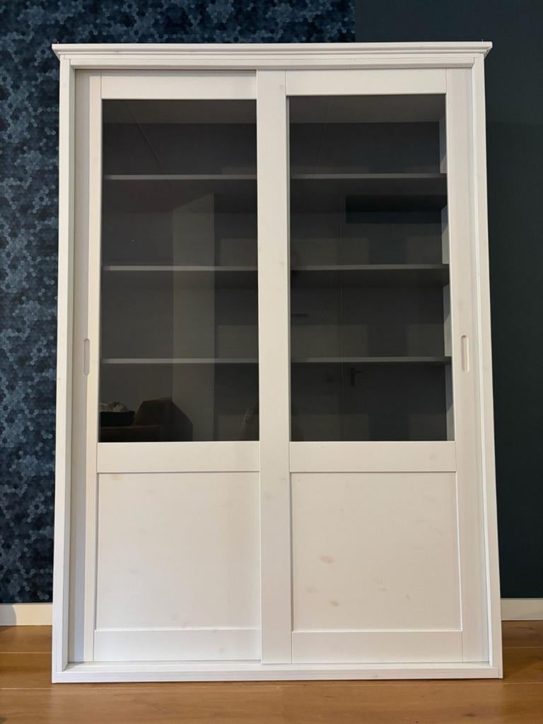 Woood Vince vitrinekast 147x208x48 cm, Ophalen, 100 tot 150 cm, 25 tot 50 cm, Gebruikt