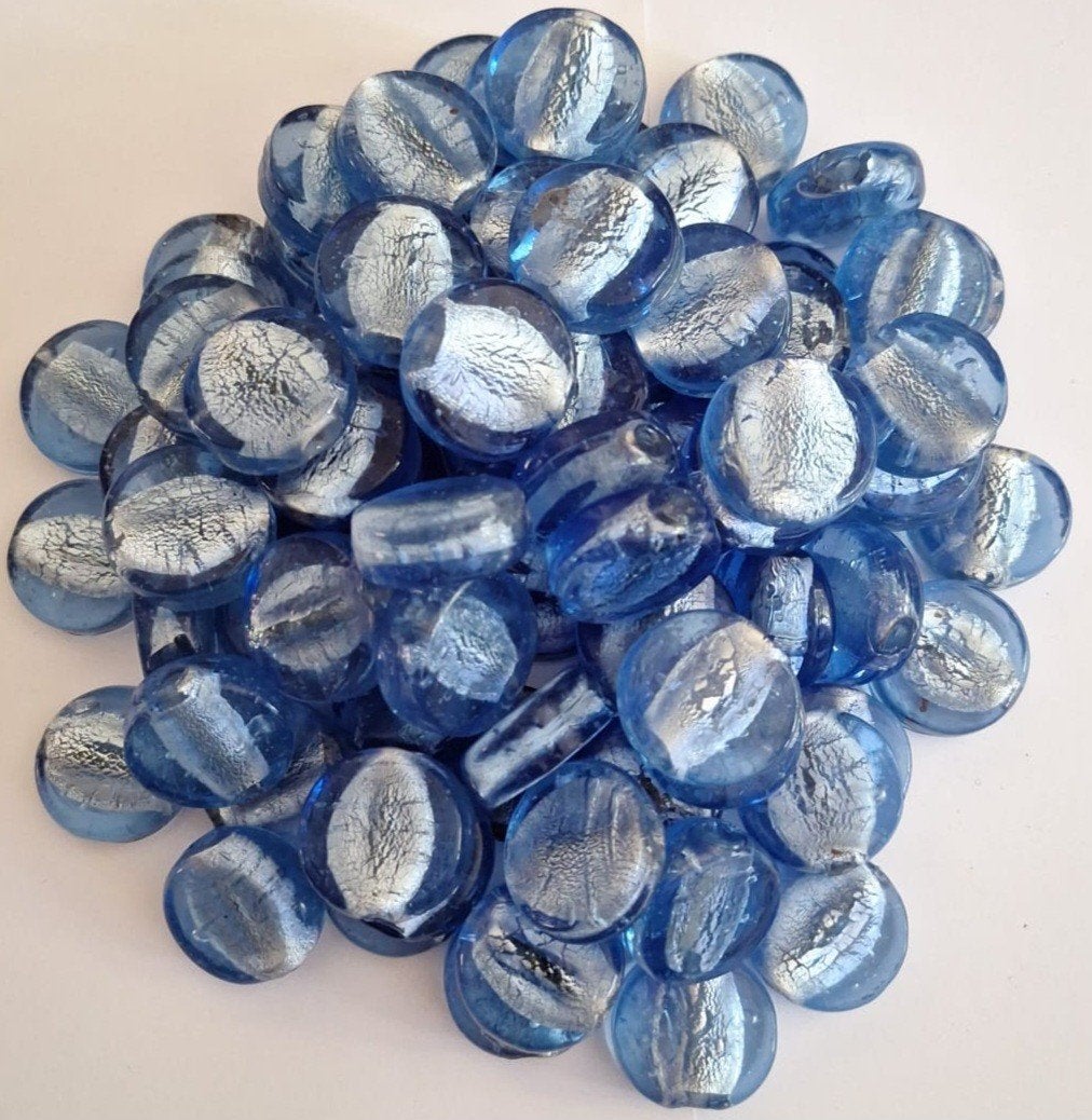 Partij 1 kilo grote silverfoil ronde glaskralen 25 mm 5, Hobby en Vrije tijd, Verzenden, Nieuw, Kraal