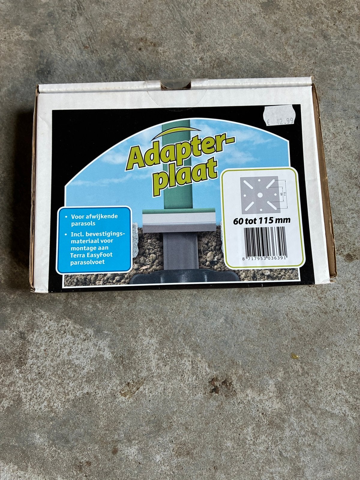 Adapterplaat voor parasolvoet - 60 tot 115 mm, Ophalen of Verzenden, Nieuw, Minder dan 1 meter, Parasolvoet