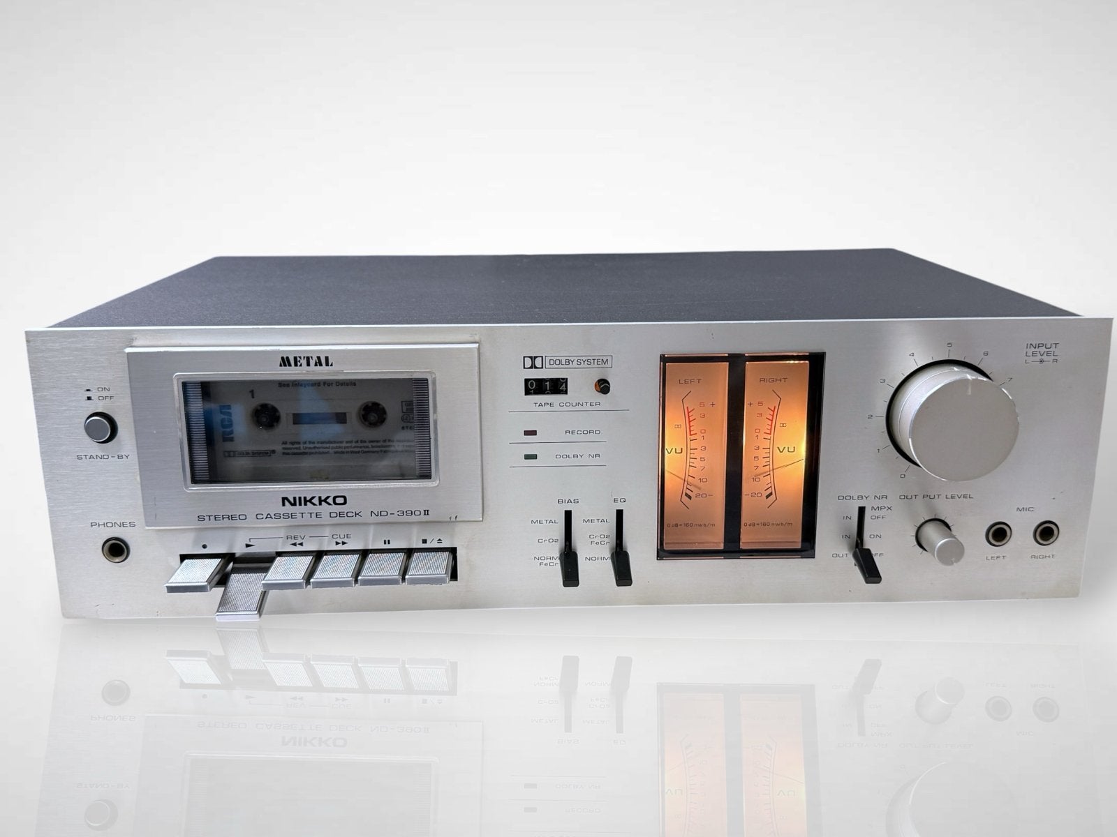 Vintage Nikko Cassettedeck ND-390II - Zilverkleurig, Overige merken, Nikko, Nikko, Tape counter
