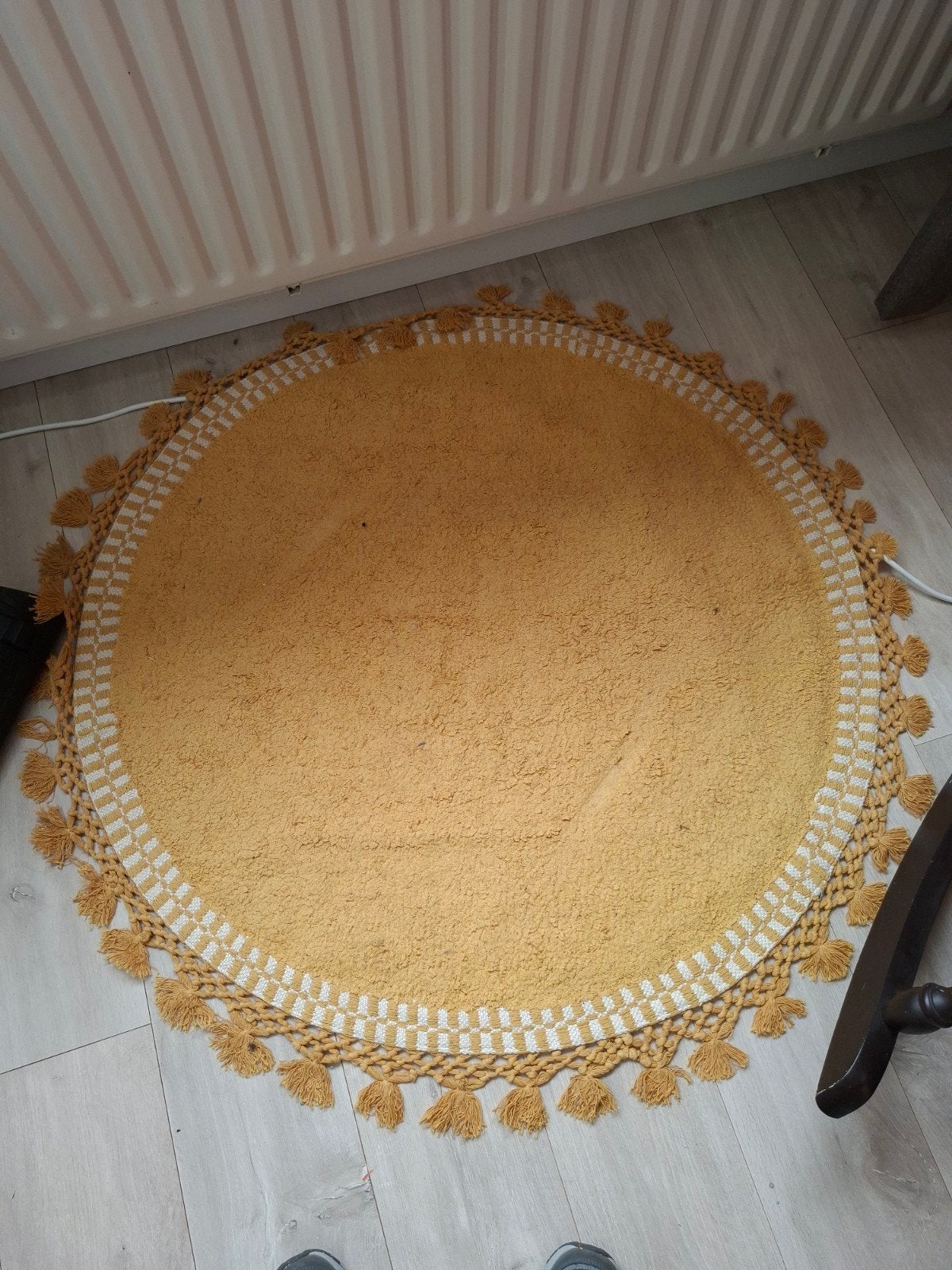 Handgemaakt Vloerkleed ø100cm, Ophalen, Geel, Rond, 100 tot 150 cm