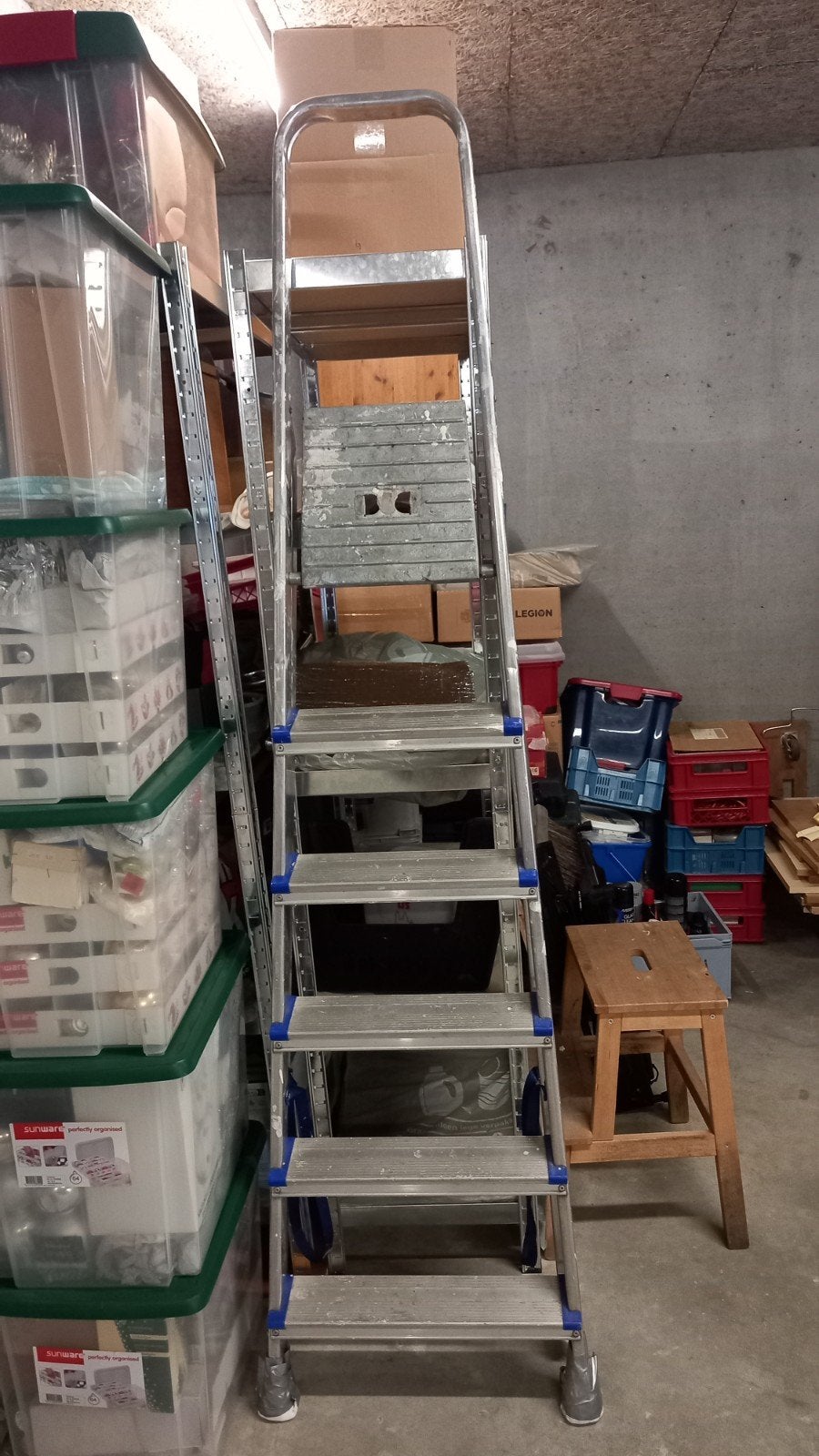 Stevige Aluminium Opvouwbare Huishoudtrap - 5 Treden, Ophalen, Gebruikt, Minder dan 2 meter