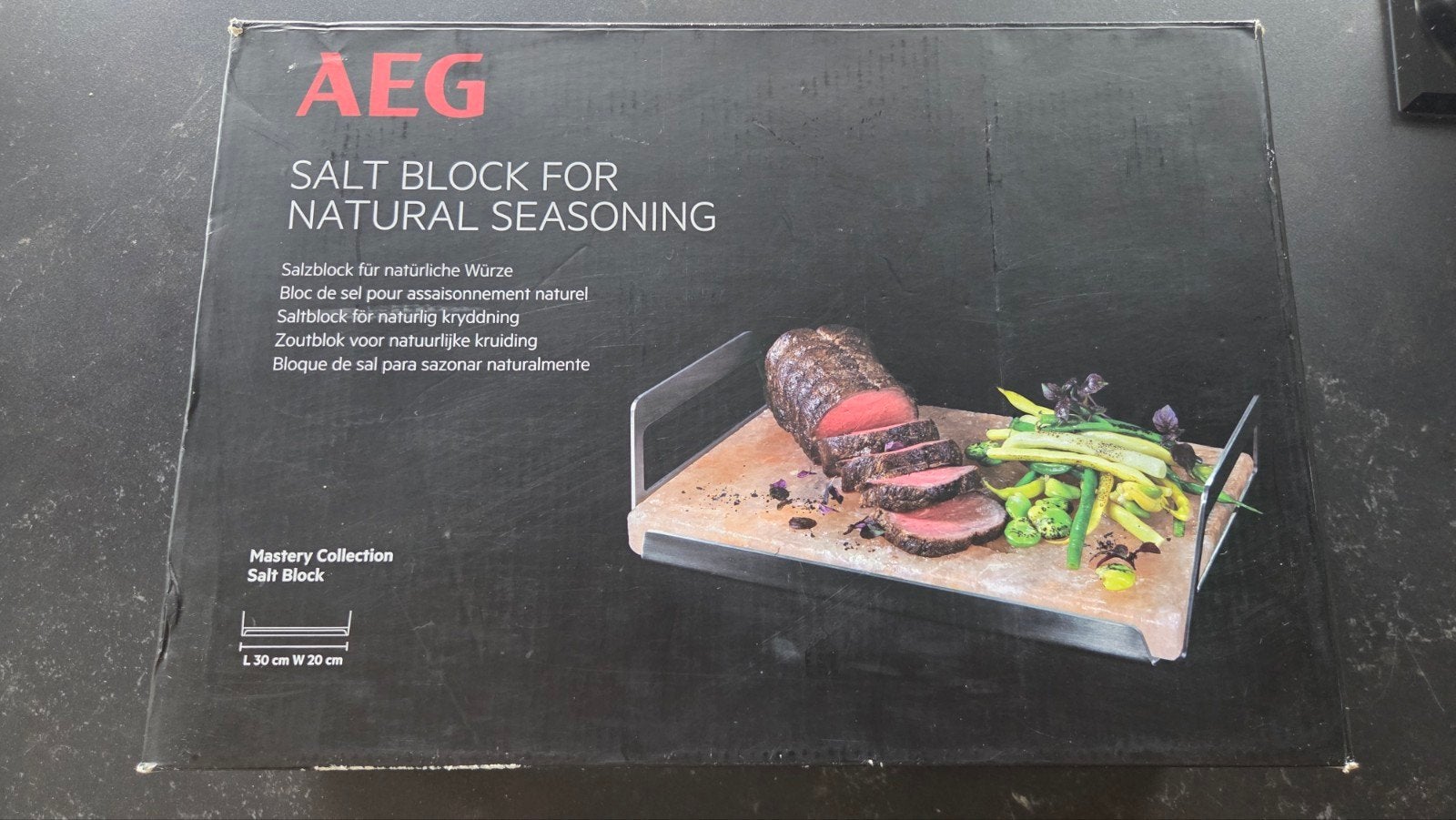 AEG Zoutsteen / Zoutblok met houder, Ophalen, Snij-/serveerplank, Nieuw, Roze