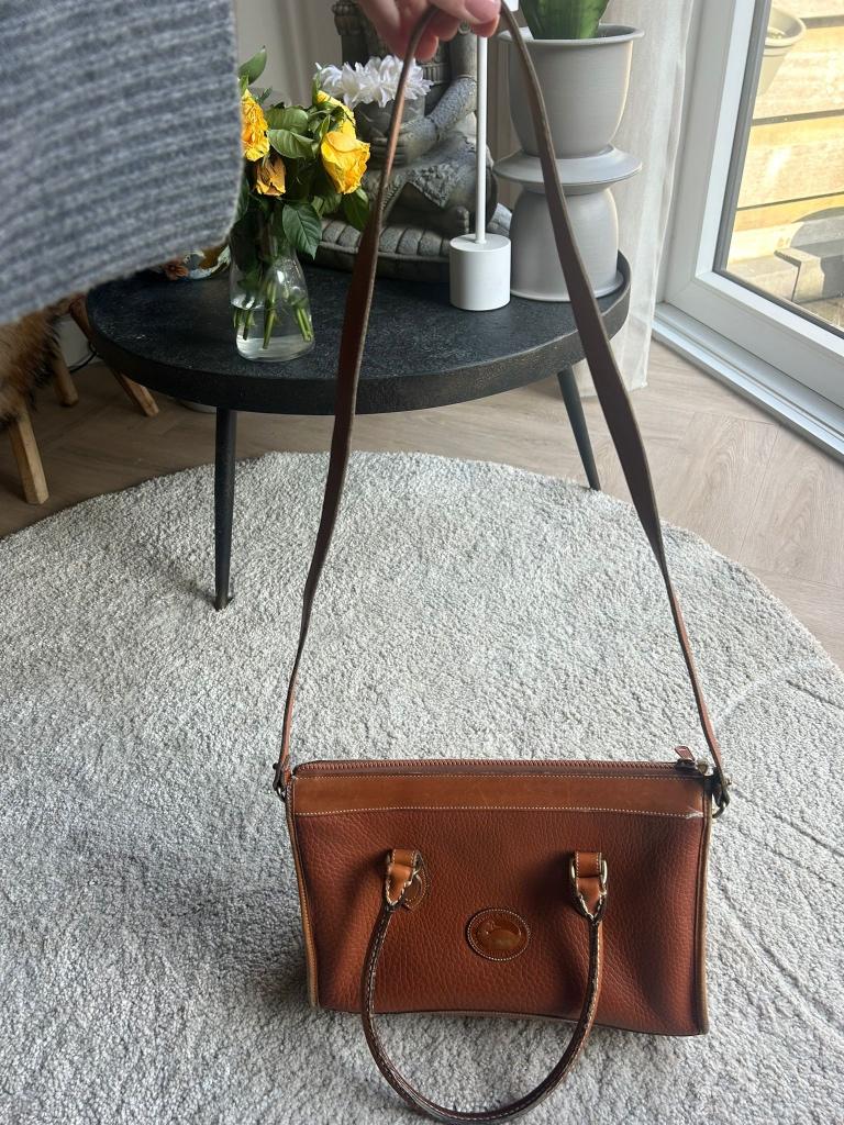 Vintage Dooney & Bourke Handtas Leer Bruin, Ophalen of Verzenden, Gebruikt, Bruin, Handtas