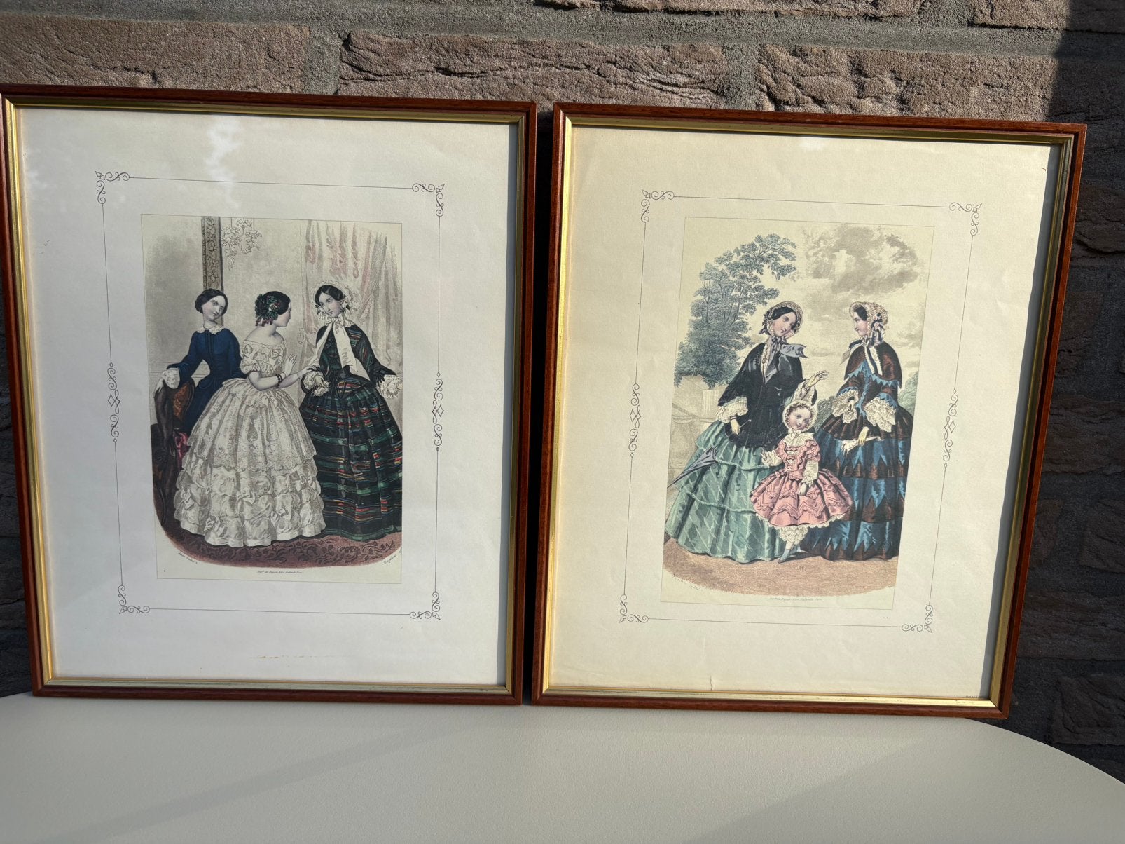 2 Antieke Franse Modeprenten - Anaïs Toudouze Parijs,ca.1860, Ingelijst, Ophalen of Verzenden, Personages en Fantasiefiguren, Lithografie