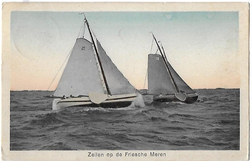 Friesland Zeilen Oude Gelopen Ansichtkaart ( B345 ), Ophalen of Verzenden, 1960 tot 1980, Gelopen, Friesland