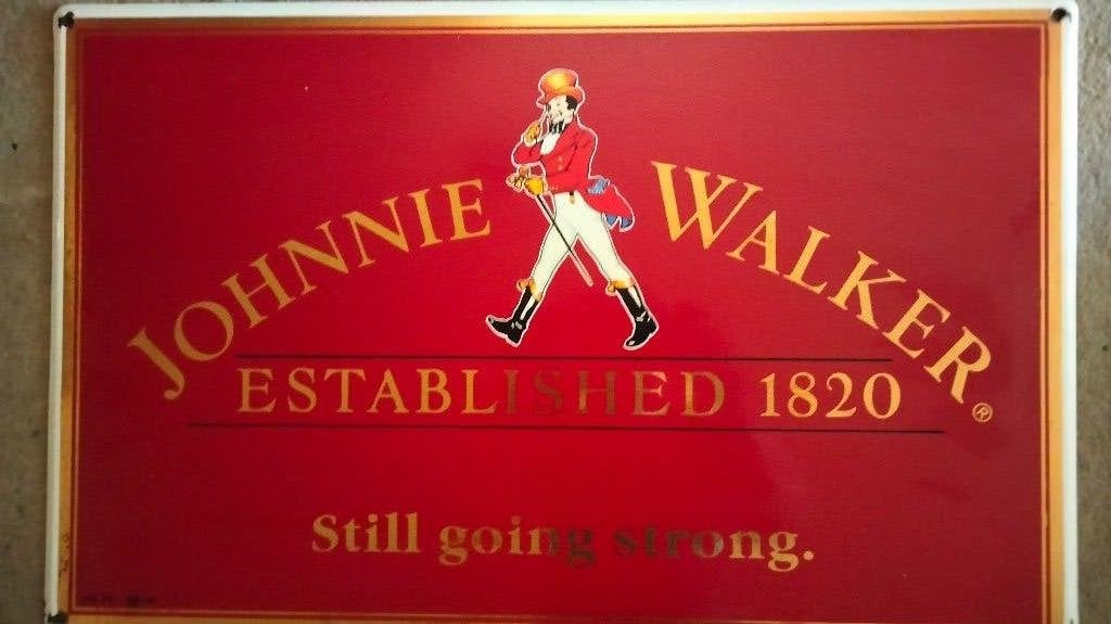 Emaille bord Johnny Walker, limited edition # 104/150, Ophalen of Verzenden, Zo goed als nieuw, Reclamebord
