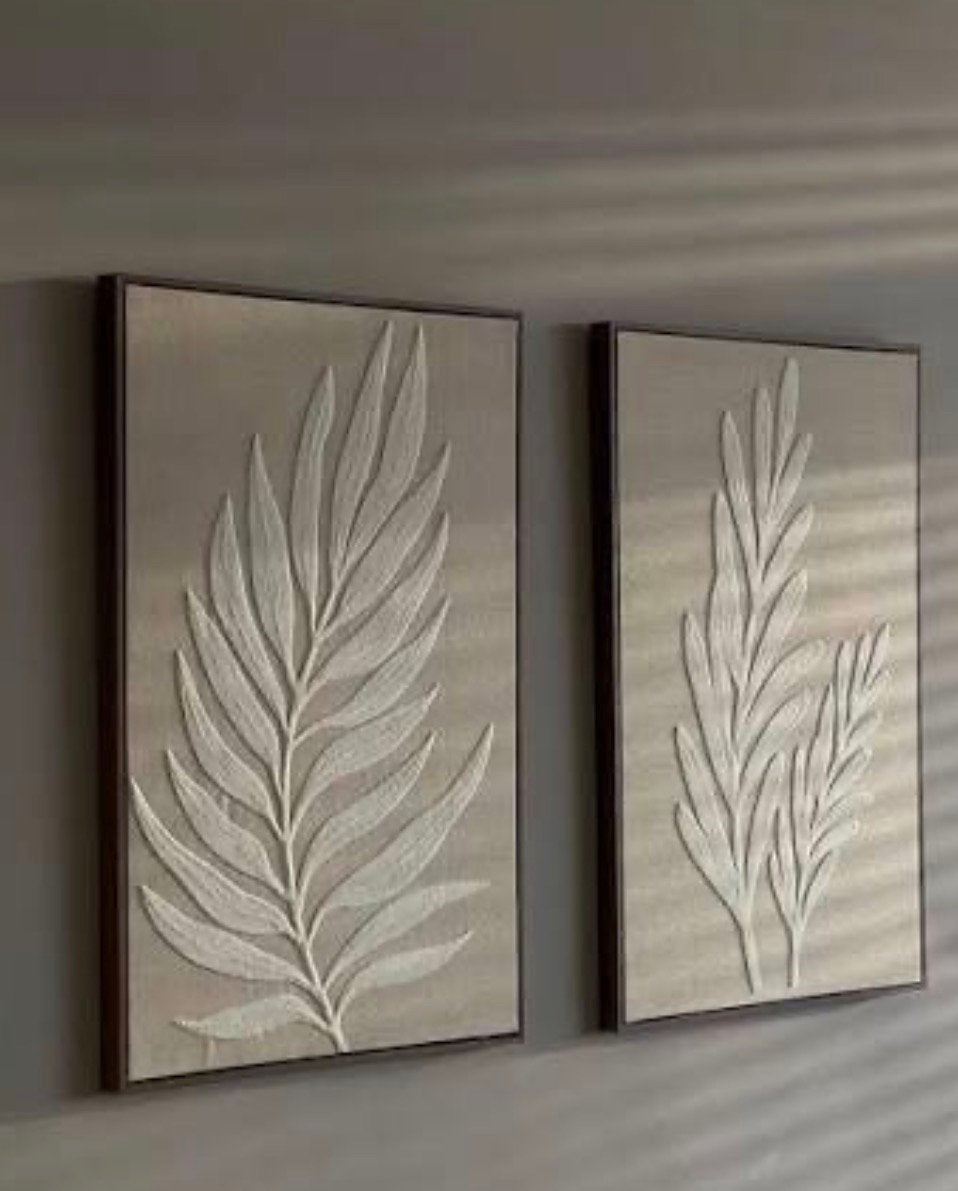 4 Canvas Schilderijen Japandi Stijl Acacia Houtlook Lijsten, Antiek en Kunst, Ophalen