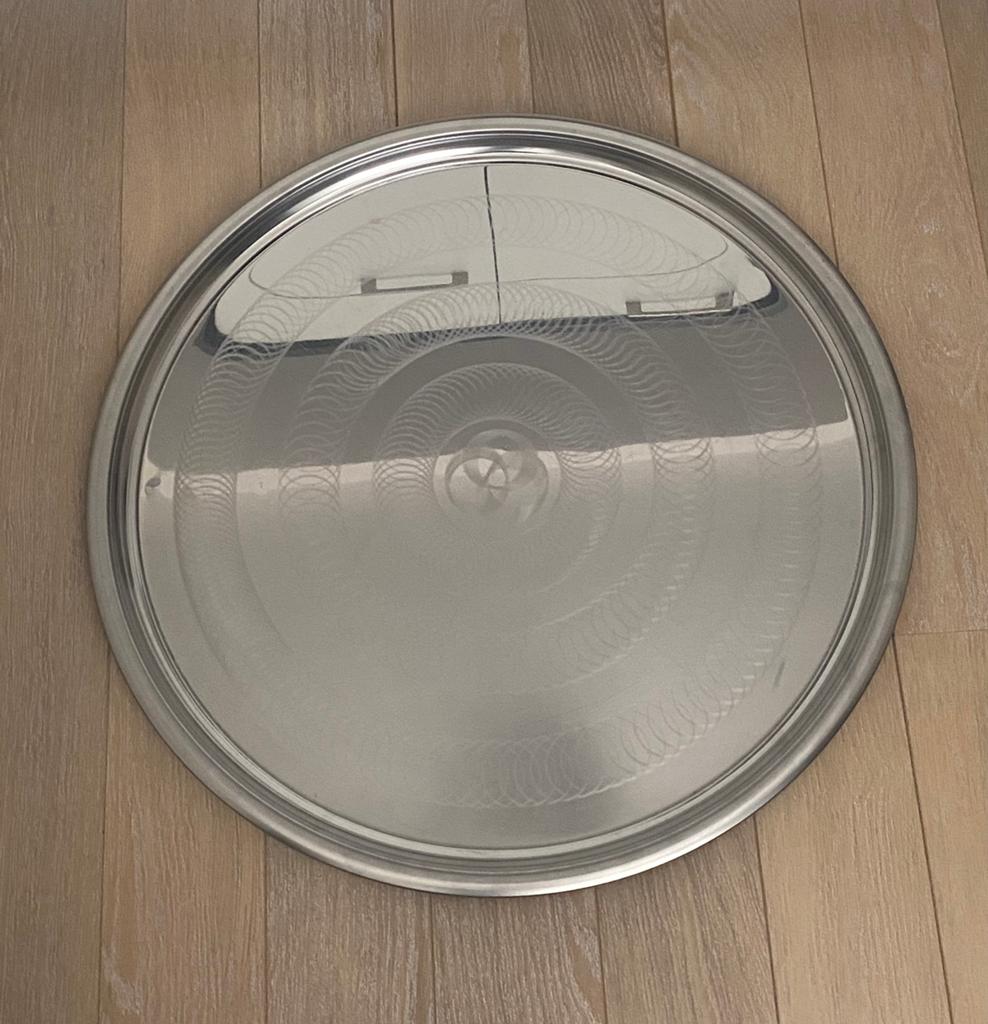 Design, Oosterse schaal van metaal, 85cm rond, ZGAN, Overige materialen, Schaal, Rond, Ophalen of Verzenden